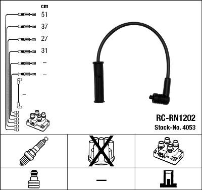 NGK 4053 - Augstsprieguma vadu komplekts www.autospares.lv