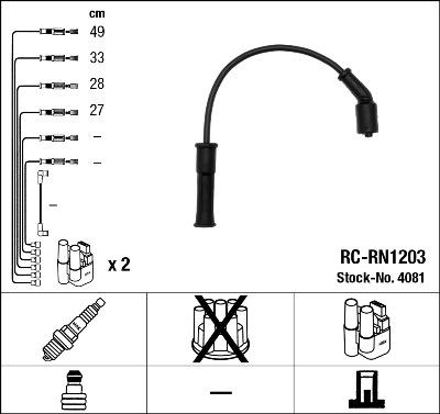 NGK 4081 - Augstsprieguma vadu komplekts www.autospares.lv