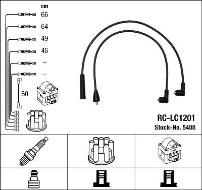 NGK 5408 - Augstsprieguma vadu komplekts www.autospares.lv