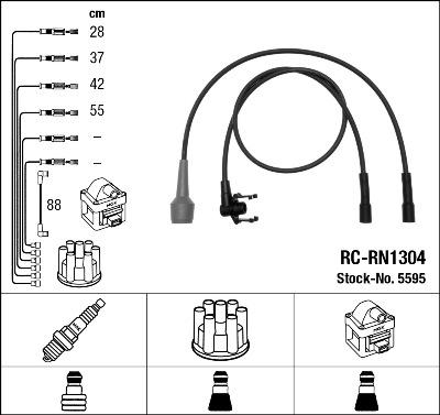 NGK 5595 - Augstsprieguma vadu komplekts www.autospares.lv