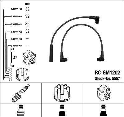 NGK 5557 - Augstsprieguma vadu komplekts www.autospares.lv