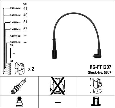 NGK 5607 - Augstsprieguma vadu komplekts www.autospares.lv