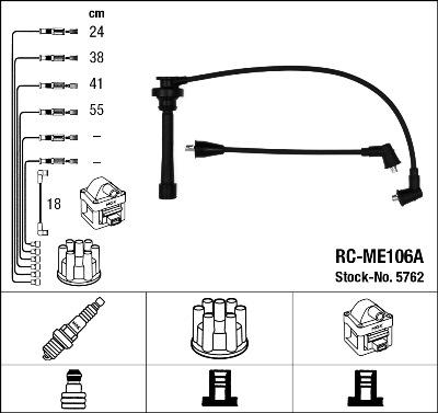 NGK 5762 - Augstsprieguma vadu komplekts www.autospares.lv