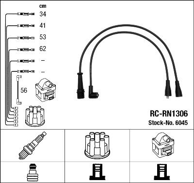 NGK 6045 - Augstsprieguma vadu komplekts www.autospares.lv