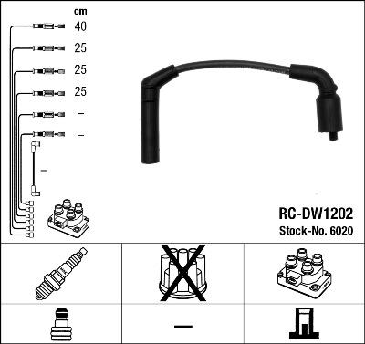 NGK 6020 - Augstsprieguma vadu komplekts www.autospares.lv