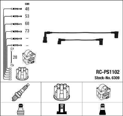 NGK 6309 - Augstsprieguma vadu komplekts www.autospares.lv