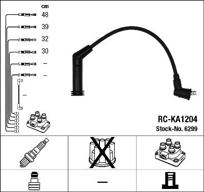 NGK 6299 - Augstsprieguma vadu komplekts www.autospares.lv