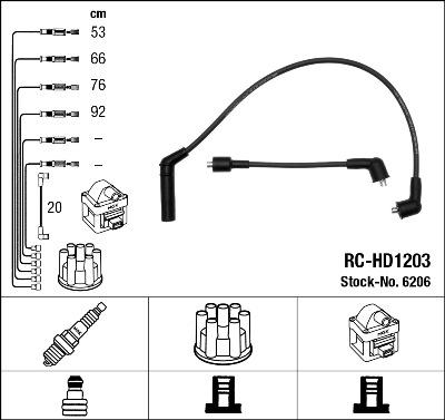 NGK 6206 - Augstsprieguma vadu komplekts www.autospares.lv