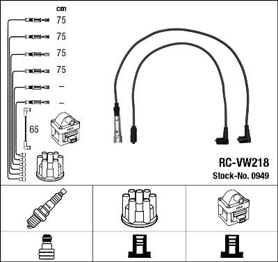 NGK 0949 - Augstsprieguma vadu komplekts www.autospares.lv