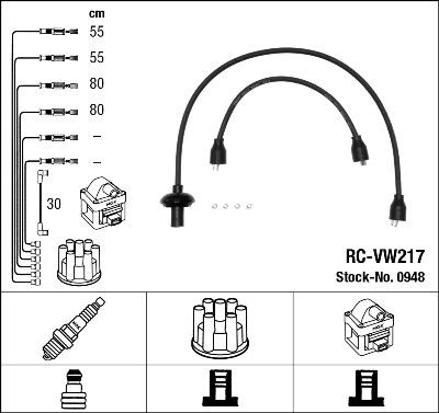 NGK 0948 - Augstsprieguma vadu komplekts www.autospares.lv