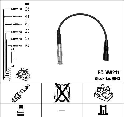 NGK 0942 - Augstsprieguma vadu komplekts www.autospares.lv