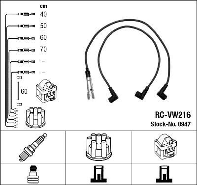 NGK 0947 - Augstsprieguma vadu komplekts www.autospares.lv