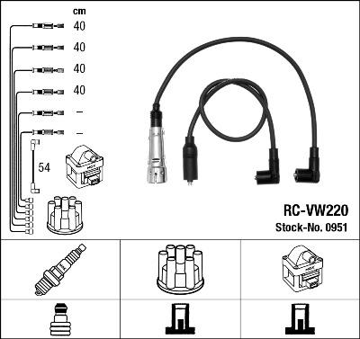 NGK 0951 - Augstsprieguma vadu komplekts www.autospares.lv