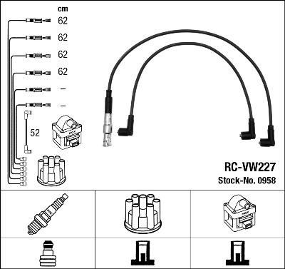 NGK 0958 - Augstsprieguma vadu komplekts www.autospares.lv