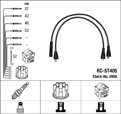 NGK 0906 - Augstsprieguma vadu komplekts www.autospares.lv