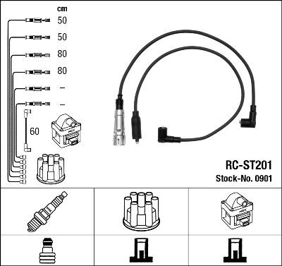 NGK 0901 - Augstsprieguma vadu komplekts www.autospares.lv