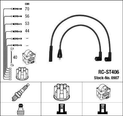 NGK 0907 - Augstsprieguma vadu komplekts www.autospares.lv