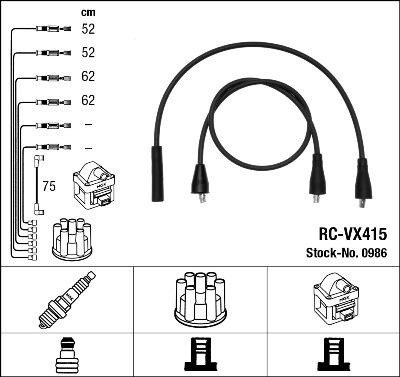 NGK 0986 - Augstsprieguma vadu komplekts www.autospares.lv