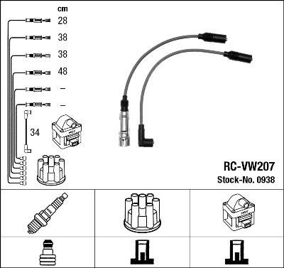 NGK 0938 - Augstsprieguma vadu komplekts www.autospares.lv