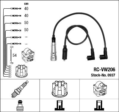 NGK 0937 - Augstsprieguma vadu komplekts www.autospares.lv