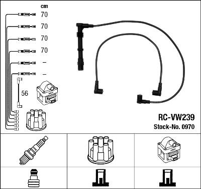 NGK 0970 - Augstsprieguma vadu komplekts www.autospares.lv