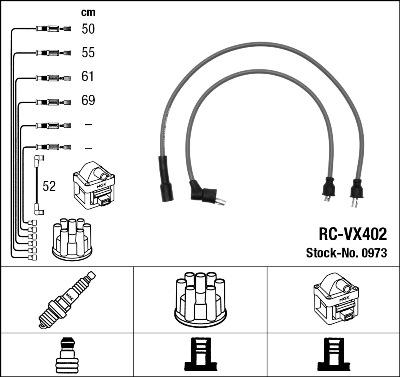 NGK 0973 - Augstsprieguma vadu komplekts www.autospares.lv