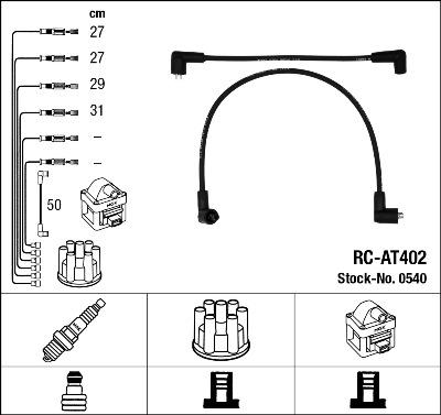 NGK 0540 - Augstsprieguma vadu komplekts www.autospares.lv