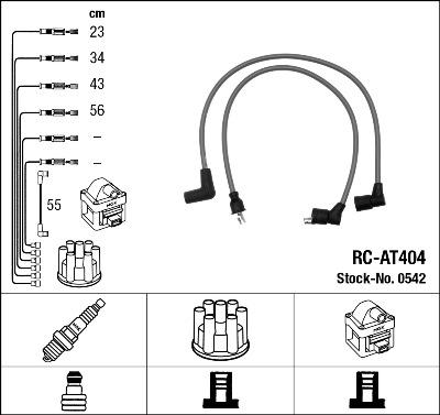 NGK 0542 - Augstsprieguma vadu komplekts www.autospares.lv