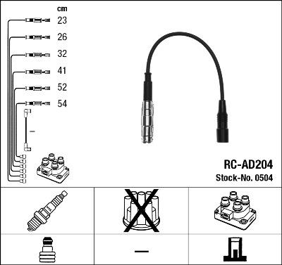 NGK 0504 - Augstsprieguma vadu komplekts www.autospares.lv