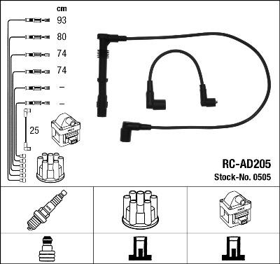 NGK 0505 - Augstsprieguma vadu komplekts www.autospares.lv