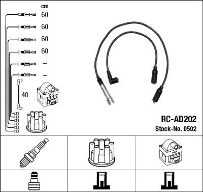 NGK 0502 - Augstsprieguma vadu komplekts www.autospares.lv