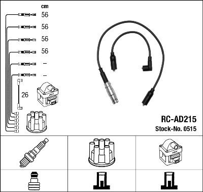 NGK 0515 - Augstsprieguma vadu komplekts www.autospares.lv