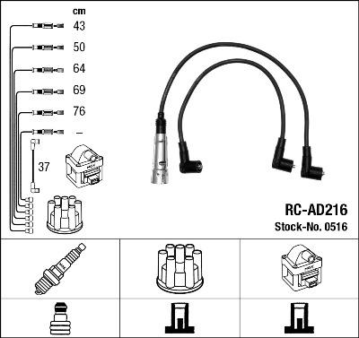 NGK 0516 - Augstsprieguma vadu komplekts www.autospares.lv