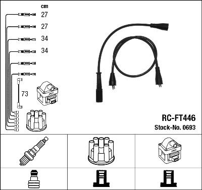 NGK 0693 - Augstsprieguma vadu komplekts www.autospares.lv