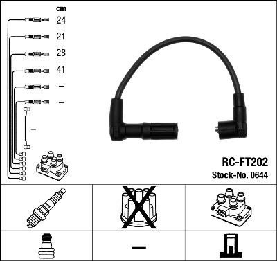 NGK 0644 - Augstsprieguma vadu komplekts www.autospares.lv