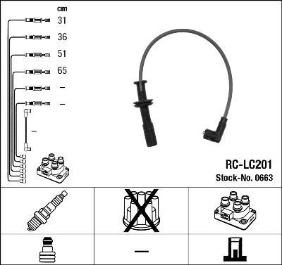 NGK 0663 - Augstsprieguma vadu komplekts www.autospares.lv