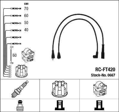 NGK 0667 - Augstsprieguma vadu komplekts www.autospares.lv