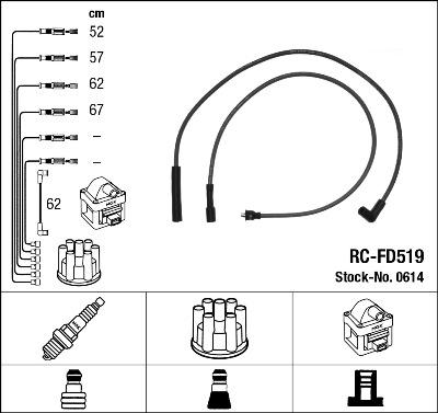 NGK 0614 - Augstsprieguma vadu komplekts www.autospares.lv