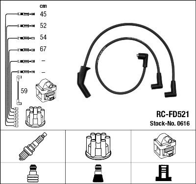 NGK 0616 - Augstsprieguma vadu komplekts www.autospares.lv