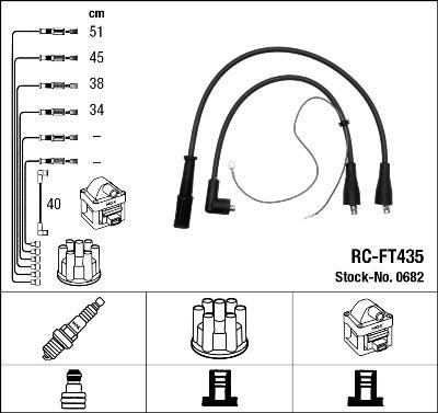 NGK 0682 - Augstsprieguma vadu komplekts www.autospares.lv