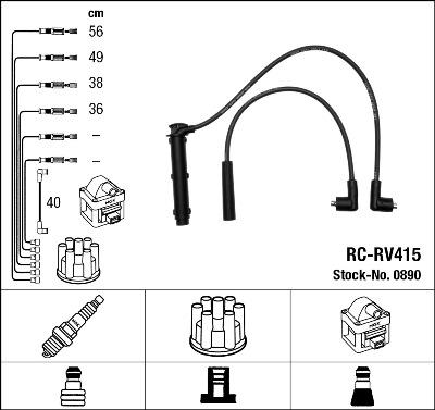 NGK 0890 - Augstsprieguma vadu komplekts www.autospares.lv