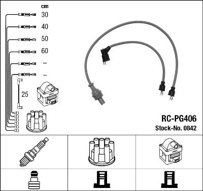 NGK 0842 - Augstsprieguma vadu komplekts www.autospares.lv