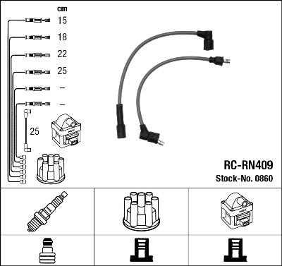 NGK 0860 - Augstsprieguma vadu komplekts www.autospares.lv