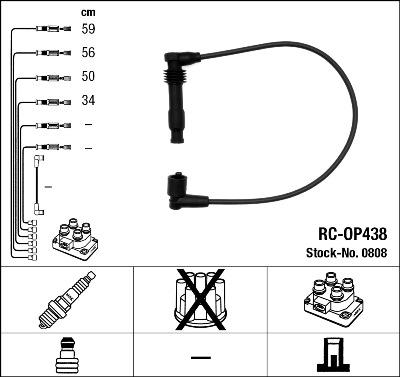 NGK 0808 - Augstsprieguma vadu komplekts www.autospares.lv