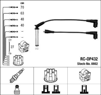 NGK 0802 - Augstsprieguma vadu komplekts www.autospares.lv