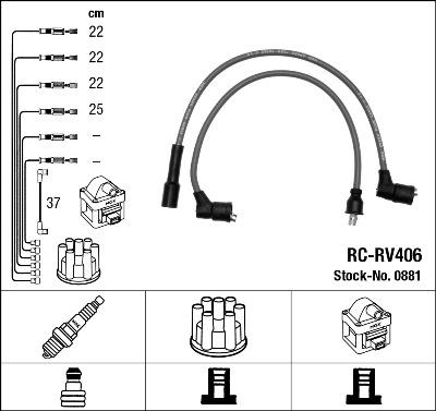 NGK 0881 - Augstsprieguma vadu komplekts www.autospares.lv