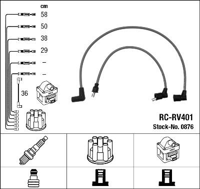 NGK 0876 - Augstsprieguma vadu komplekts www.autospares.lv