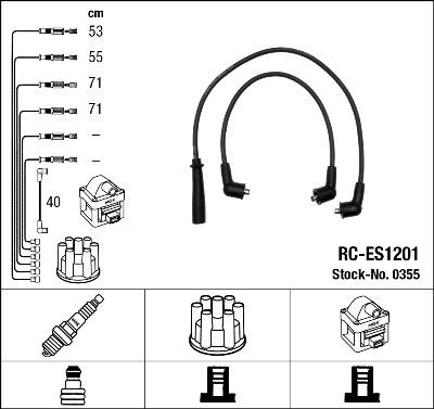 NGK 0355 - Augstsprieguma vadu komplekts www.autospares.lv