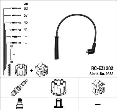 NGK 0353 - Augstsprieguma vadu komplekts www.autospares.lv