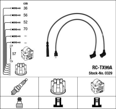 NGK 0329 - Augstsprieguma vadu komplekts www.autospares.lv